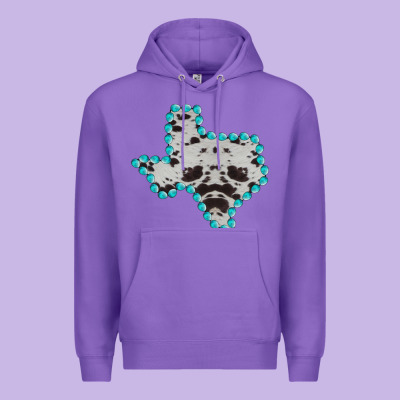 Texas Map Cowhide Turquoise Gemstone Premium Hoodie Designed By Bettercallsaul