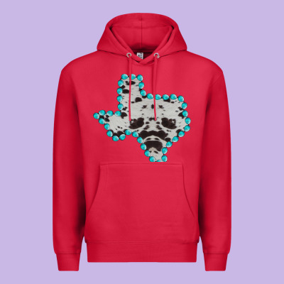 Texas Map Cowhide Turquoise Gemstone Premium Hoodie Designed By Bettercallsaul