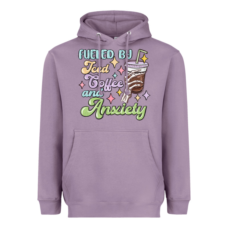 Fueled By Iced Coffee And Anxiety Heavyweight Hoodie by MaliasSmallBusiness | Teevron