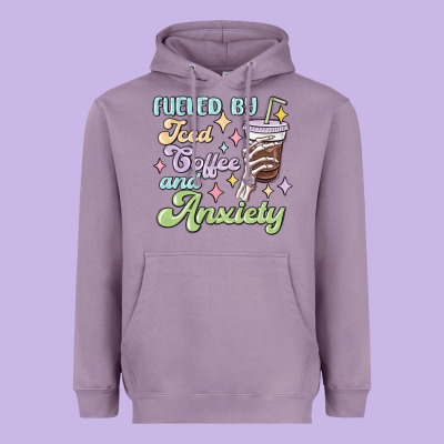 Heavyweight Hoodie fueled by iced coffee and anxiety