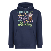 Navy fueled by iced coffee and anxiety Heavyweight Hoodie - MaliasSmallBusiness