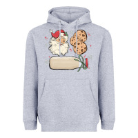 Heather Grey custom milk and cookies with santa Heavyweight Hoodie - MaliasSmallBusiness