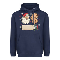 Navy custom milk and cookies with santa Heavyweight Hoodie - MaliasSmallBusiness