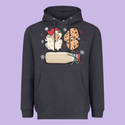 Heavyweight Hoodie custom milk and cookies with santa