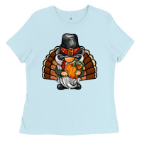 Baby Blue thanksgiving turkey gnome Ladies Tee - BarkalooDesign