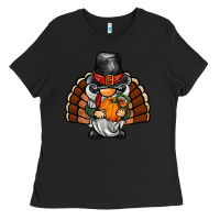 Black thanksgiving turkey gnome Ladies Tee - BarkalooDesign