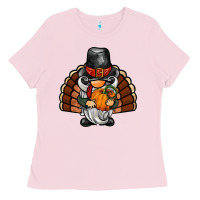 Bubblegum Pink thanksgiving turkey gnome Ladies Tee - BarkalooDesign
