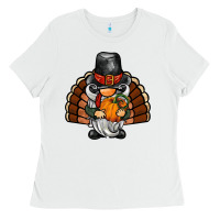 White thanksgiving turkey gnome Ladies Tee - BarkalooDesign