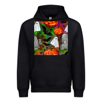 Black halloween ghost and headstone seamless pattern Urban Hoodie - BundleAndBundleShop
