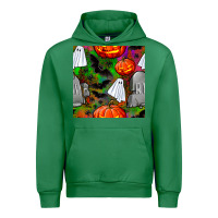 Emerald halloween ghost and headstone seamless pattern Urban Hoodie - BundleAndBundleShop