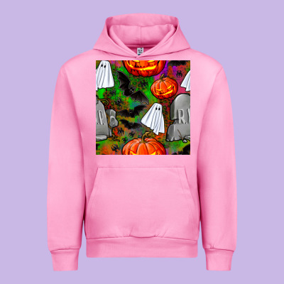 Halloween Ghost And Headstone Seamless Pattern Urban Hoodie Designed By Bundleandbundleshop