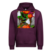 Mauve Wine halloween ghost and headstone seamless pattern Urban Hoodie - BundleAndBundleShop