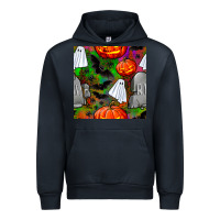 Navy halloween ghost and headstone seamless pattern Urban Hoodie - BundleAndBundleShop