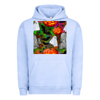 Pigment Grape Ice halloween ghost and headstone seamless pattern Urban Hoodie - BundleAndBundleShop