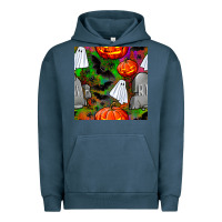 Pigment Midnight Navy halloween ghost and headstone seamless pattern Urban Hoodie - BundleAndBundleShop