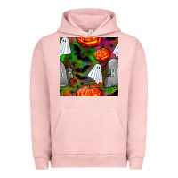Pigment Salmon halloween ghost and headstone seamless pattern Urban Hoodie - BundleAndBundleShop