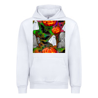 White halloween ghost and headstone seamless pattern Urban Hoodie - BundleAndBundleShop