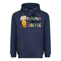 Navy half teacher half coffee Heavyweight Hoodie - MaliasSmallBusiness