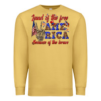 Antique Gold land of the free america because of the brave Premium Sweatshirt - texasbilliewilder