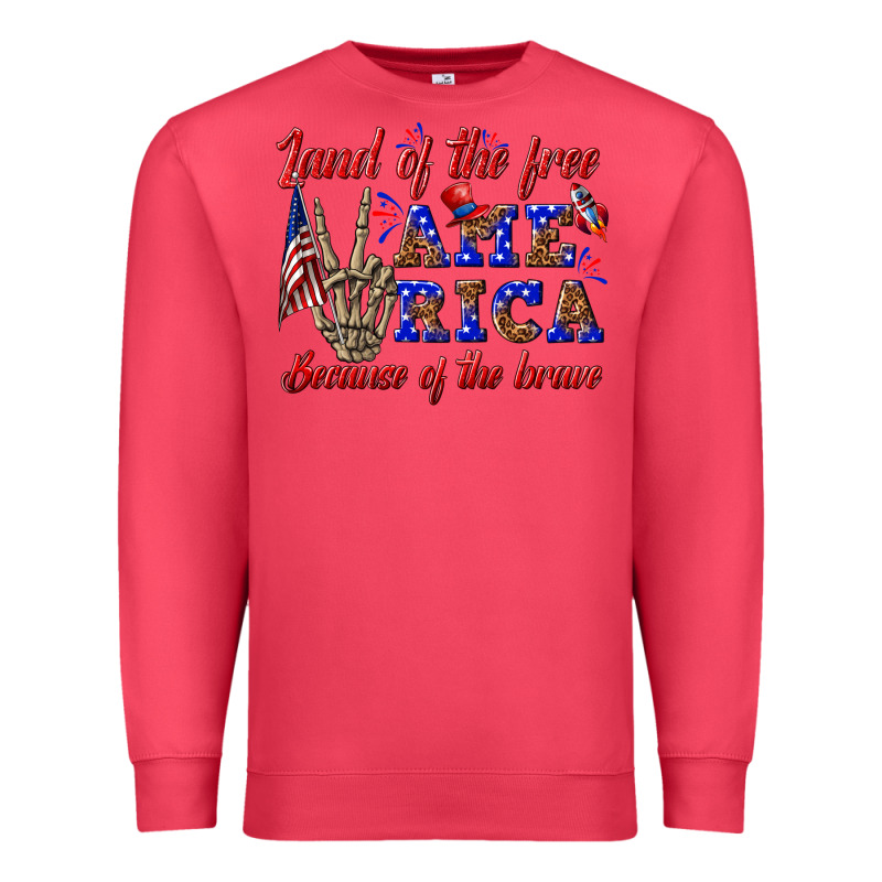 Land Of The Free America Because Of The Brave Premium Sweatshirt by texasbilliewilder | Teevron