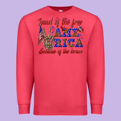 Premium Sweatshirt land of the free america because of the brave