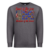 Charcoal Heather land of the free america because of the brave Premium Sweatshirt - texasbilliewilder