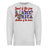 Dove Grey land of the free america because of the brave Premium Sweatshirt - texasbilliewilder