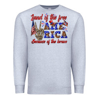 Heather Grey land of the free america because of the brave Premium Sweatshirt - texasbilliewilder
