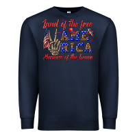 Navy land of the free america because of the brave Premium Sweatshirt - texasbilliewilder