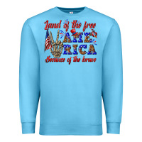 Ocean Blue land of the free america because of the brave Premium Sweatshirt - texasbilliewilder