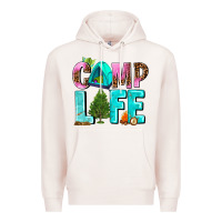 Pale Pink camp life Premium Hoodie - AdoDesignShop