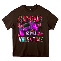 Chocolate Brown gaming is my valentine Heavy Core Tee - CowhideDigitalArt