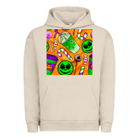 Pigment French Oak halloween snacks seamless pattern Urban Hoodie - BundleAndBundleShop
