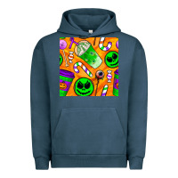 Pigment Midnight Navy halloween snacks seamless pattern Urban Hoodie - BundleAndBundleShop