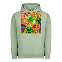 Pigment Oil Green halloween snacks seamless pattern Urban Hoodie - BundleAndBundleShop