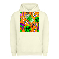 Pigment Pistachio halloween snacks seamless pattern Urban Hoodie - BundleAndBundleShop