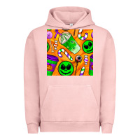 Pigment Salmon halloween snacks seamless pattern Urban Hoodie - BundleAndBundleShop