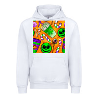 White halloween snacks seamless pattern Urban Hoodie - BundleAndBundleShop