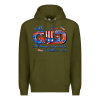 Army Green with god all things are possible usa Premium Hoodie - AdoDesignShop