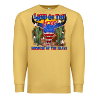 Antique Gold land of the free because of the brave Premium Sweatshirt - texasbilliewilder