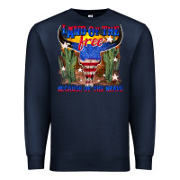 Navy land of the free because of the brave Premium Sweatshirt - texasbilliewilder