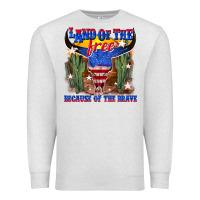 Oatmeal Heather land of the free because of the brave Premium Sweatshirt - texasbilliewilder