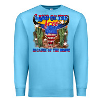 Ocean Blue land of the free because of the brave Premium Sweatshirt - texasbilliewilder