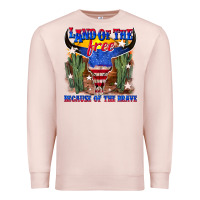 Pale Pink land of the free because of the brave Premium Sweatshirt - texasbilliewilder