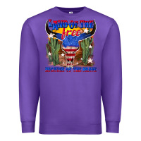 Purple land of the free because of the brave Premium Sweatshirt - texasbilliewilder