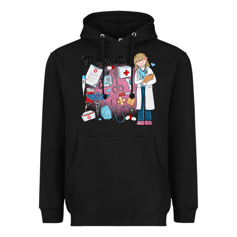 Stay Healthy Nurse Heavyweight Hoodie by MaliasSmallBusiness | Teevron