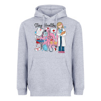 Heather Grey stay healthy nurse Heavyweight Hoodie - MaliasSmallBusiness