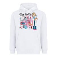 White stay healthy nurse Heavyweight Hoodie - MaliasSmallBusiness