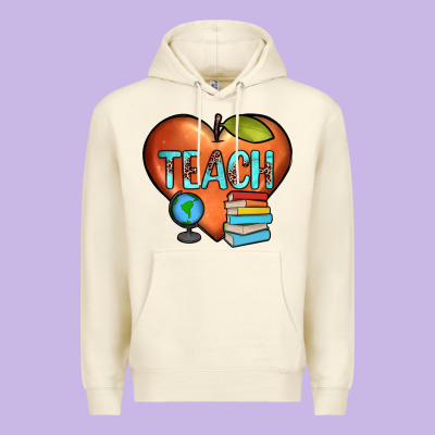Teach Heart Premium Hoodie Designed By Jahusdesignshop