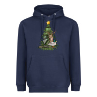Navy hunting christmas tree Heavyweight Hoodie - MaliasSmallBusiness